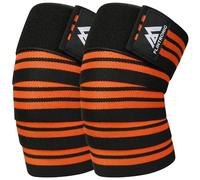 flintronic Knee Wraps for Weightlifting, 1 Pair Heavy Duty Elasticated Knee Support, Squatting Knee Support for Gym Workout, Powerlifting, Fitness, Leg Press, Bodybuilding, Men Women Training，Orange