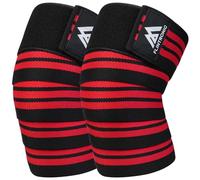 flintronic Knee Wraps for Weightlifting, 1 Pair Heavy Duty Elasticated Knee Support, Squatting Knee Support for Gym Workout, Powerlifting, Fitness, Leg Press, Bodybuilding, Men Women Training，Red