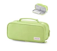 flintronic Large Capacity Pencil Case, Stationery Organizer Pouch with Compartments and Handle, Portable Pen Bag for School Office Supplies, Green
