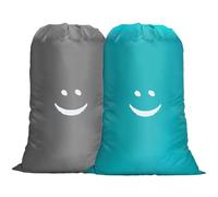 Flintronic Laundry Bag - Waterproof, Large Capacity, Storage Bag for Travel, Dirty Laundry Hamper, 61 x 91 cm (Blue + Grey)