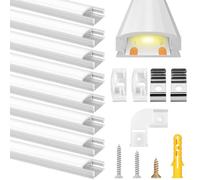 flintronic Led Aluminum Profile, 2.4M/7.9FT U-Shape Led Aluminum Channel, LED Channels and Diffusers with Milky White Cover, End Caps, Mounting Clips and Corner Connectors