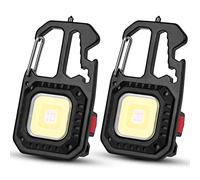 flintronic LED Camping Lantern，2PCS Rechargeable 800 Lumens Small COB Keychain Mini Torch，Portable Mini Pocket Light，Muti-Functional Work Light Cycling Repairing Outdoor，#1 Black (F4-3437994)