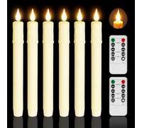 Flintronic LED Taper Candles with Remote Timer, Flameless Ivory Dinner Candles for Family Wedding Birthday Party Christmas Decoration (Pack of 6)