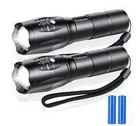 flintronic LED Torch Rechargeable, 2PCS CREE T6 Super Bright 1000Lumens Torch with 2 Batteries, Zoomable Mini Pocket Torch, IPX6 Waterproof Tactical Flashlight for Camping Outdoor Hiking Emergency