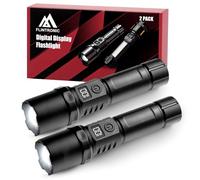 flintronic LED Torch Rechargeable, 2PCS Super Bright Flashlight, 3 Modes, Adjustable Focus, High Lumens with LCD Display, Long Lasting Powerful Waterproof Torches for Camping Hiking