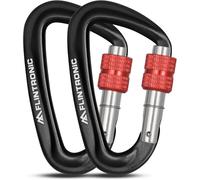 Flintronic Locking Carabiner, 12KN Heavy Duty Locking Carabiner Clips, Aluminum Alloy Clip, 2PCS Carabiner D Ring Clip Hook for Hammock Swing Camping Fishing Hiking (Black)
