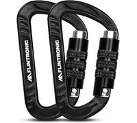 Flintronic Locking Carabiner, 12KN Heavy Duty Locking Carabiner Clips, Aluminum Alloy Clip, 2PCS Carabiner D Ring Clip Hook for Hammock Swing Camping Fishing Hiking (Black)