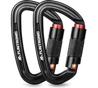 Flintronic Locking Carabiner, 25KN Heavy Duty Locking Carabiner Clips, Aluminum Alloy Clip, 2PCS Carabiner D Ring Clip Hook for Hammock Swing Camping Fishing Hiking (Black)