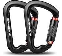 Flintronic Locking Carabiner, 30KN Heavy Duty Locking Carabiner Clips, Aluminum Alloy Clip, 2PCS Carabiner D Ring Clip Hook for Hammock Swing Camping Fishing Hiking (Black)