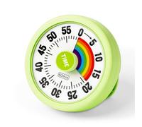Flintronic Magnetic Visual Timer for Kids, 60 Minute Visual Countdown, Silent Operation Time Management Tools with Rainbow Pattern for Classroom, Home, Kitchen, Office(Green)