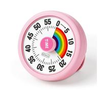 Flintronic Magnetic Visual Timer for Kids, 60 Minute Visual Countdown, Silent Operation Time Management Tools with Rainbow Pattern for Classroom, Home, Kitchen, Office(Pink)
