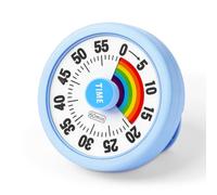 Flintronic Magnetic Visual Timer for Kids, 60 Minute Visual Countdown, Silent Operation Time Management Tools with Rainbow Pattern for Classroom, Home, Kitchen, Office(Blue)