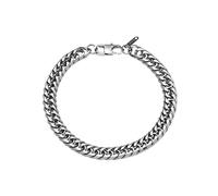 flintronic Mens Silver Bracelets，9mm Men's Strong Antique Silver Bracelet ，Fashion Retro 21cm Titanium Steel Simple Six-sided Flat Denim Bracelet