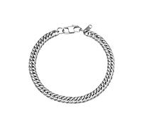 flintronic Men's Strong Antique Silver Bracelet, Fashion Retro Titanium Steel Simple Six-sided Flat Denim Bracelet