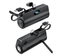 Flintronic Mini Power Bank, 5000mAh Portable Charger, Ultra-Compact Powerbank with Flashlight & Stand,Compatible with iPhone 17/16/15/14/13 series, iPad Samsung Android etc