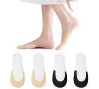 flintronic No Show Socks, 4 Pairs Ultra Low Cut Invisible Socks, Anti-Slip Slingback Boat Socks for women, Pop Socks for High-heel Shoes Loafer, Suitable for Feet 34-38