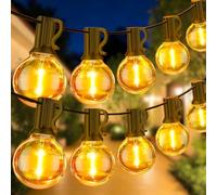 flintronic Outdoor Lights Mains Powered, 30.5M/100FT G40 Festoon Lights Outdoors with 1W 50+2 Shatterproof Bulbs, IP44 Waterproof Globe Garden Lighting Indoor for Christmas Patio Party Decor
