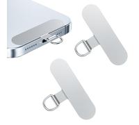 flintronic Phone Tether Tags, 2PCS Cellphone Lanyard Tether Patches, Metal Crossbody Cell Phone Lanyard Patch Silver, with Protective Soft Film, Phone Strap Connector Clip with Most Smartphones
