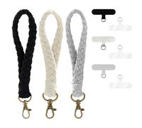 flintronic Phone Wrist Strap Lanyard, 3PCS Boho Cell Phone Lanyard, Phone Charm with 6PCS Tether Tabs, Handmade Phone Bracelet Strap, Phone Wristlet Charm, Anti-Loss Phone Wrist Strap for Women Men