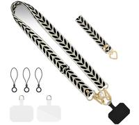 flintronic Printing Phone Lanyard, Wide Neck Phone Strap and Wrist Strap with 3 Patches, Adjustable Crossbody Phone Lanyard, Crossbody Bag Strap Compatible with Most Phones, Airpods, Key Lan-yard