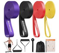 Flintronic Resistance Bands Set, 4 Different Levels Exercise Bands, Pull Up Bands Set for Unisex, Workout Bands for Home, Gym, Stretch Mobility, Muscle Toning, Yoga, Strength Training