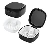 Flintronic Retainer Denture Case, Denture Cleanning Set for Braces, Retainers, Gum Shields, Portable Retainer Box with Strainer Basket, Invisible Braces Storage Box for Home & Travel Cleaning