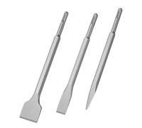 Flintronic SDS-Plus Chisel Set, 3PCS SDS Plus Chisel Set Tool Holder | Hex Shank High Quality Spade, Flat & Point Chisels for Universally Using, Floor and Wall (with Transport Box)