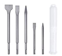 Flintronic SDS Plus Hammer Drill Bit Set, 5-Piece SDS-Plus Drills Chisel Set, Hammer Drills Chisel kit, Flat-Chisels Point Chisels for Stone, Masonry, Cement, Concrete, Brick