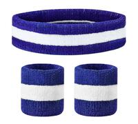Flintronic Set of 3 Sweatbands, Soft Cotton Fitness Headband and Wristbands, Absorbs Quickly, Ideal for Football, Unisex