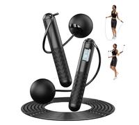 Flintronic Skipping Rope with Counter, Skip Rope with LED Display, Digital Wireless Jump Rope, Professional Ball Bearings & Non-Slip Handles, Adjustable Jump Rope for Women Men Adult Kids(Black)