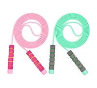 Flintronic Skipping Ropes for Children, 2 Pack Adjustable Jumping Rope for Kids, 2.6m Skipping Rope with Skin-Friendly Foam Handles, Soft Jump Rope for Girls Boys Exercise Workout Outdoor, Green+Pink