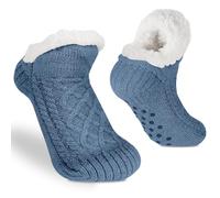 flintronic Slipper Socks for Women Men Fluffy Warm Cozy Socks, Warm Wool Lined Socks Non Slip Floor Socks for Indoor Home, 1 Pair