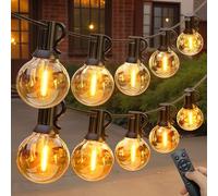 flintronic Solar Lights Outdoor Garden,64FT/19.5M Waterproof IP44 String Lighted,25+2 G40 Globe Bulbs(2 Spare),Remote Control Light Outside Festoon for Patio,Balcony, Party, Christmas