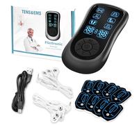 Flintronic TENS Machine, Dual Channel TENS Unit with 6 Modes,19 intensities, 8 Pads Replacement, Rechargeable Muscle Stimulator for Pain Relief, Muscle Strength(Black)