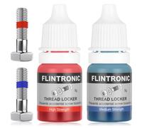 Flintronic Thread Lock Blue and Red, 2PCS 5ml Medium and High Strength Threadlocker, Locktight Threadlock Against Losening and Leakage, Lock and Seal Nuts, Bolts, Fasteners and Metals