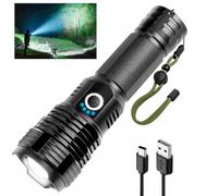 flintronic Torches LED Super Bright, Rechargeable Torch with 5 Modes and Zoomable, XHP70 Powerful Flashlight Battery Powered, Waterproof Powerful Tactical Torch for Camping, Walking, Emergency