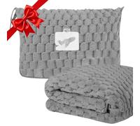 flintronic Travel Blanket and Pillow, 2 in 1 Airplane Blanket, Compact Office Blankets, Lightweight & Portable, Foldable Pillow for Adults, Kids,Long Flights and Trains (Grey Flannel)