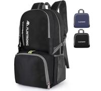 flintronic Ultra Lightweight Foldable Backpack, 24L Small Hiking Rucksack, Unisex Water Resistant Walking Backpack for Outdoor Sports, Hiking, Travelling, Walking, Camping (Black)