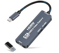 Flintronic USB 3.0 Video Capture Card with 100W PD, HDMI to USB-C 4K 1080P 60FPS, for Live Broadcast Gaming Streaming