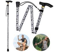 Flintronic Walking Stick, Folding Walking Stick, Adjustable Folding Walking Sticks, Collapsible Lightweight Flexible Stick, Comfortable Grip Durable Mobility Aid for Men Women, Leopard Print