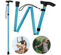 Flintronic Walking Stick, Folding Walking Stick, Adjustable Folding Walking Sticks, Collapsible Lightweight Flexible Stick, Comfortable Grip Durable Mobility Aid for Men Women, Lake Blue