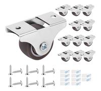 Flintronic Wheels for Furniture, 12PCS Small Castor Wheel, Fixed Heavy Duty Rubber Castors wheels, Low Profile Self-Adhesive Caster-Wheels, Trolley wheel for Small Appliances, Luggage, Drawer, Carts