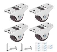 Flintronic Wheels for Furniture, 4PCS Small Castor Wheel, Self-Adhesive | Fixed Heavy Duty Rubber Castors wheels, Low Profile Caster-Wheels, Trolley wheel for Small Appliances, Luggage, Drawer, Carts
