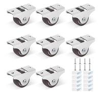Flintronic Wheels for Furniture, 8PCS Small Castor Wheel, Fixed Heavy Duty Rubber Castors wheels, Low Profile Self-Adhesive Caster-Wheels, Trolley wheel for Small Appliances, Luggage, Drawer, Carts