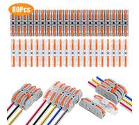 flintronic Wire Connectors, 80Pcs Quick Dual Wire Terminal Block, 2 Pin Peel-free Push-type Design Connectors, 18-22AWG Wire Quick Splice Connector Wire Crimp Terminal Wire Connector