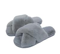 flintronic Women Fluffy Slippers, Cross Band House Slippers, Memory Foam Faux Fur Slippers, Furry Open Toes Sliders, Ladies Home Slippers, Cozy Plush Home Shoes for Indoor Outdoor Winter
