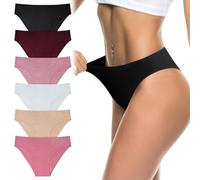 flintronic Women's Underwear, 6 Pcs Breathable Knickers Multipack, Stretchy Mid-Low Rise Hipster Panties, Soft Comfortable Ladies Basic Briefs for Daily Wear