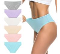 flintronic Women's Underwear, 6 Pcs Cotton Breathable Knickers Multipack, Stretchy Mid-Low Rise Hipster Panties, Soft Comfortable Ladies Basic Briefs for Daily Wear (Colorful XL)