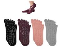 flintronic Yoga Socks, Non-Slip Pilates Sock with Straps, Cotton Five Toe Grip Socks, Sweat Absorption, Suitable for Pilates, Ballet, Barre, Barefoot Workout, Dance