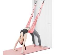 flintronic Yoga Stretching Strap, Aerial Yoga Rope for Back Pain, Adjustable Leg Stretcher Back Bend Assist Trainer, Hammock Swing Stretching Strap for Gymnastics Dance Ballet, Pink